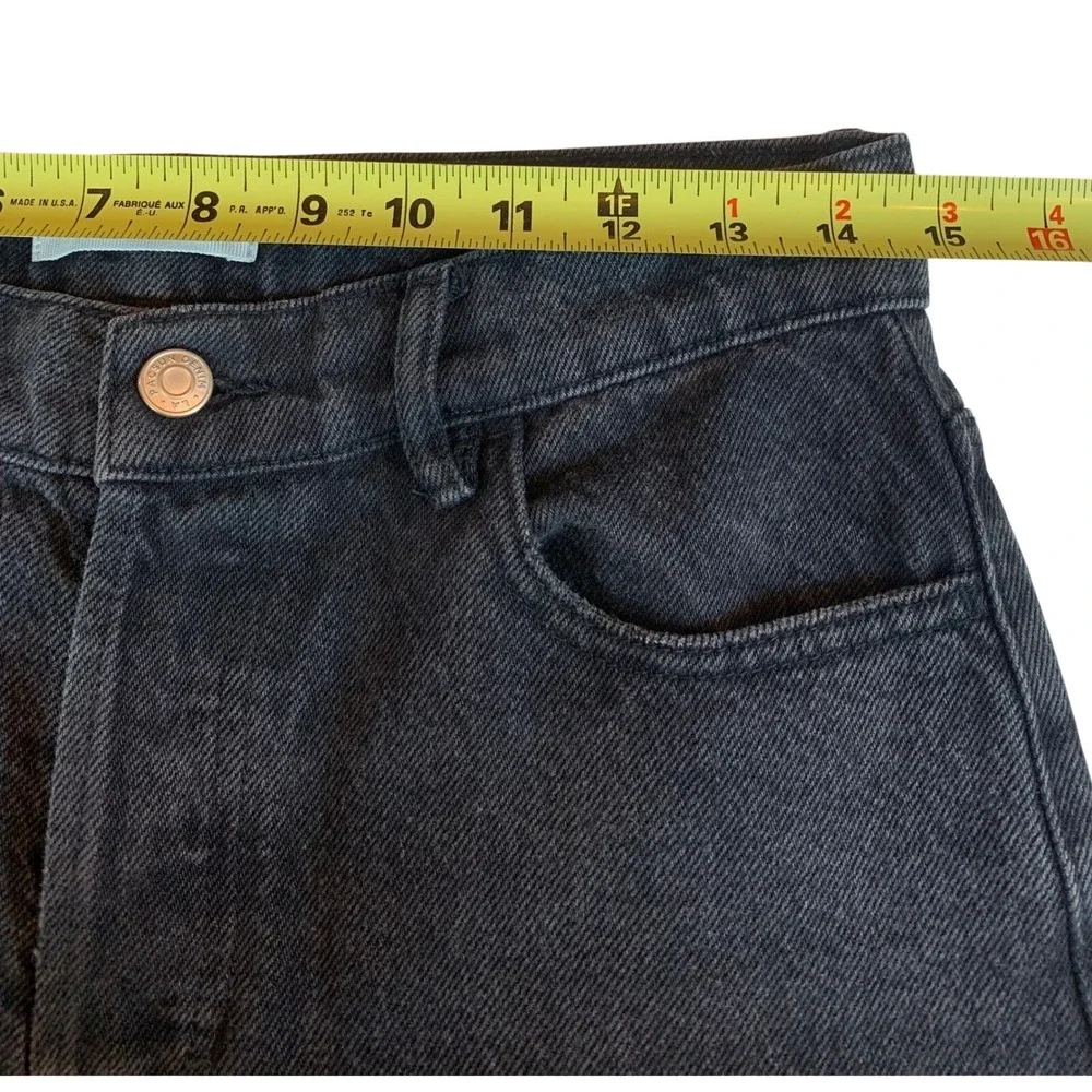 PacSun High Rise Straight Leg Jeans Womens 28 Black Frayed Hem Button Fly Denim‎